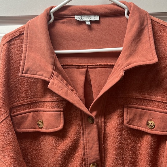 Coral Fleece Exposed Hem Oversized Shacket - Picture 2 of 9